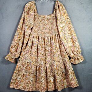 Simply Southern Dress Womens L Floral Smocked Milkmaid Cottage Tiered Prairie